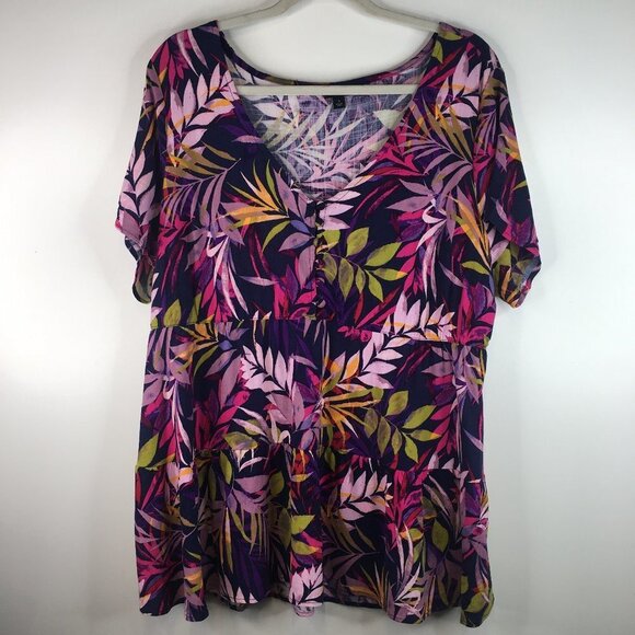 Torrid Floral Preplum V Neck Blouse Top Size 1 - Picture 1 of 7